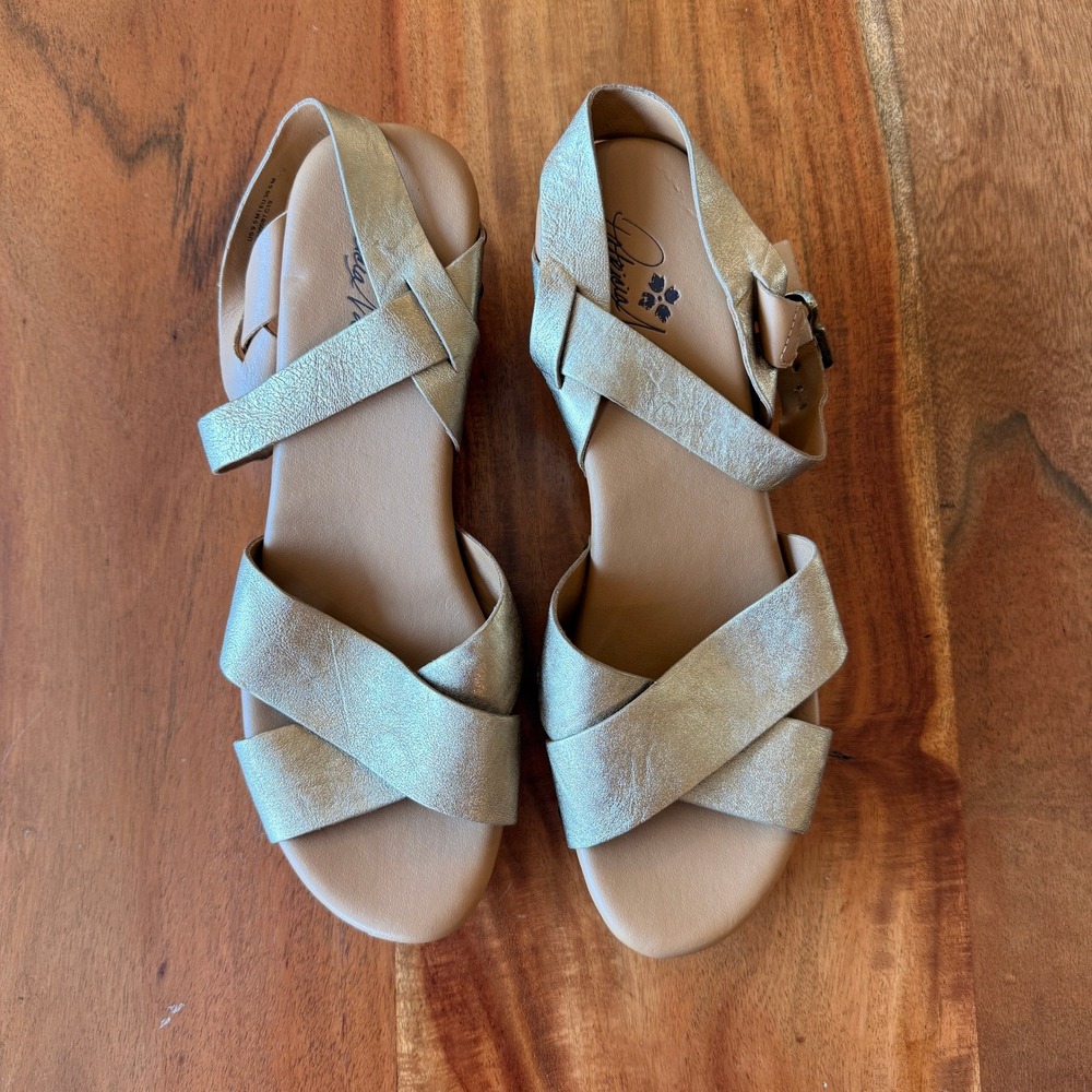 Patricia Nash Women's Gold Gigi Crisscross Clog Sandals Size 9.5